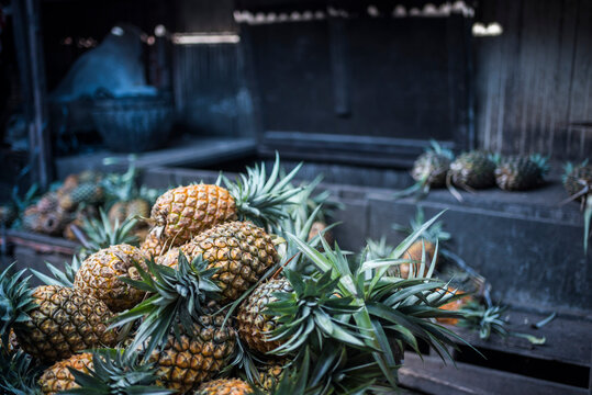 Pineapples in Berastagi (Brastagi) Market, North Sumatra, Indonesia, Asia