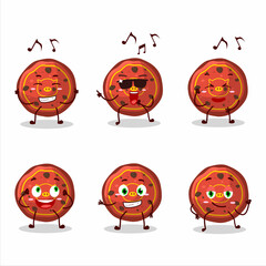 Fototapeta premium An image of red cookies pig dancer cartoon character enjoying the music
