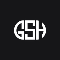 GSH letter logo design on black background. GSH creative initials letter logo concept. GSH letter design.