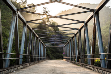 Bridge at Sungai Pinang, a traditional Indonesian village near Padang in West Sumatra, Indonesia, Asia