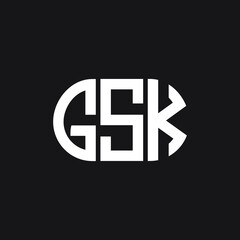 GSK letter logo design on black background. GSK creative initials letter logo concept. GSK letter design.