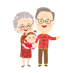 Cute Cartoon Chinese Family Vector.