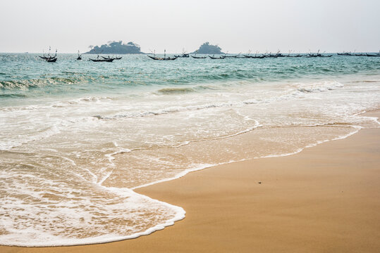 Fishing boats at Tizit Beach, Dawei Peninsula, Tanintharyi Region, Myanmar (Burma)