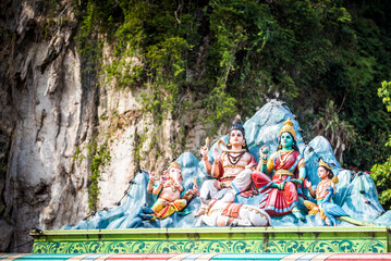 Colourful Hindu statues, Batu Caves, Kuala Lumpur, Malaysia, Southeast Asia