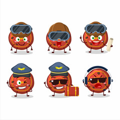 Pilot cartoon mascot red cookies pig with glasses