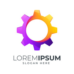 gear setting logo icon button with gradient color purple and orange