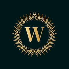 Emblem Letter W Weaving Circle Monogram Graceful Template. Simple Logo Design for Luxury Crest, Royalty, Business Card, Boutique, Hotel, Heraldic. Calligraphic Vintage Border. Vector Illustration