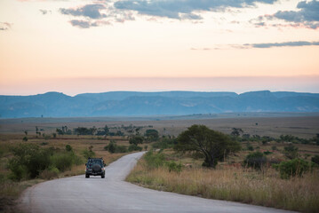 Driving in a 4wd on RN7 (Route Nationale 7) at Isalo National Park, Southwestern Madagascar