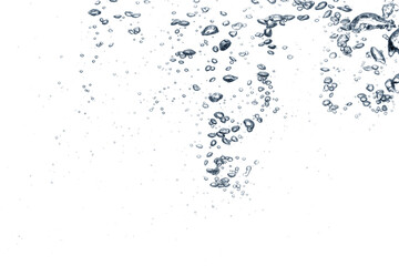 Clear water with air bubbles on white background
