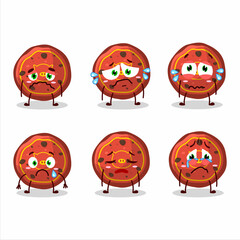 Red cookies pig cartoon character with sad expression