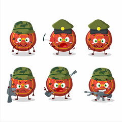 A charming soldier red cookies pig cartoon picture bring a gun machine