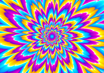 Colorful flower blossom. Illustration for children's room design. Optical illusion of movement.