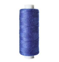 Bright sewing thread spool on white background