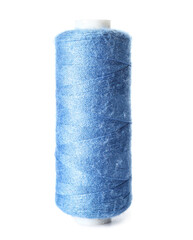 Bright sewing thread spool on white background