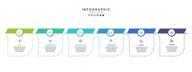 Steps business timeline process infographic template design with icons