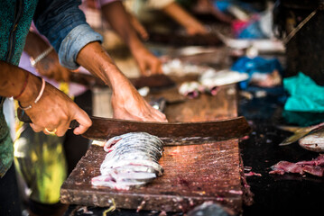Fish for sale in Mapusa Market, Goa, India