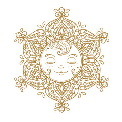 Ethnic sun mandala illustration on a white background