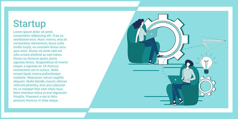 Startup.Brainstorming and search for new ideas.Teamwork and new projects.An illustration in the style of a green landing page.