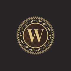 Emblem Letter W Gold Monogram Design. Luxury Volumetric Logo Template. 3D Line Ornament for Business Sign, Badge, Crest, Label, Boutique Brand, Hotel, Restaurant, Heraldic. Vector Illustration