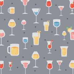glasses drinks icons pattern