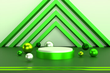 Podium 3d model luxury decor green