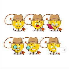 Detective yellow heart arrow necklace cute cartoon character holding magnifying glass