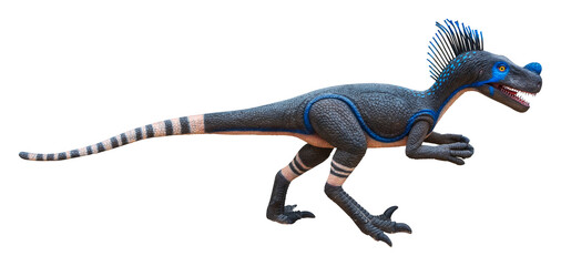 Ornitholestes is a small theropod dinosaur of the Late Jurassic, Ornitholestes isolated on white...