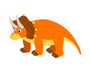 cute cartoon dinosaur triceratops. vector isolated on white background