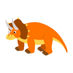 cute cartoon dinosaur kid triceratops. vector isolated on white background.