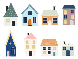 いろんな家の手描き風イラストベクター素材セット