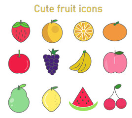 Cute fruit Icon Set
