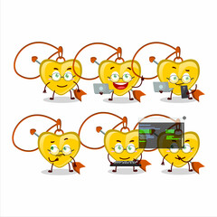 Yellow heart arrow necklace Programmer cute cartoon character with