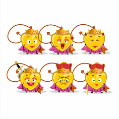 Queen and her magic clothes cartoon of yellow heart arrow necklace wearing tiara