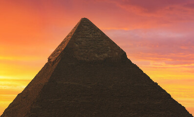 Fototapeta na wymiar Pharaoh Khafre's Priamid at sunset