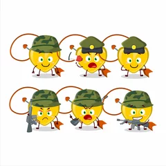 Fotobehang A charming soldier yellow heart arrow necklace cartoon picture bring a gun machine © kongvector