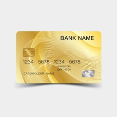 Golden color credit card template, Luxurious. Editable vector design. illustration EPS10