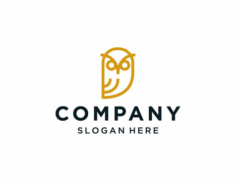 Monoline owl logo template