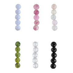 Part of a pendant made of small round faceted crystals of different colors. Template for designers, isolated on white