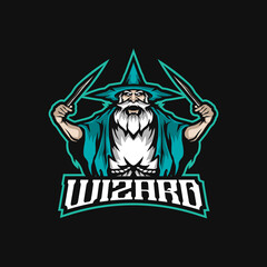 Wizard mascot logo design vector with modern illustration concept style for badge, emblem and t shirt printing. Angry wizard illustration for sport and esport team.