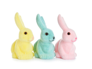 Fototapeta premium Cute Easter bunnies on white background