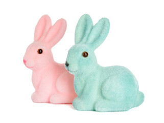 Cute Easter bunnies on white background