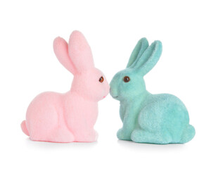 Cute Easter bunnies on white background
