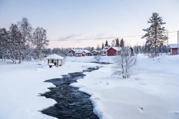 Foto op Canvas Small village settlement inside the Arctic Circle in Finnish Lapland, Finland © Matthew