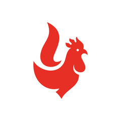 Simple hot fire flame chicken logo design for restaurant, grill, barbeque vector icon