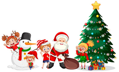 Santa Claus and children celebrating Christmas