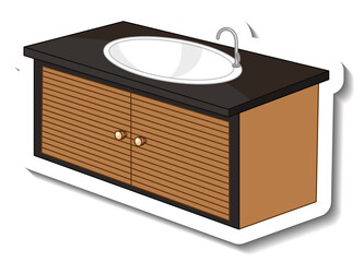 Counter sink with faucet on white background