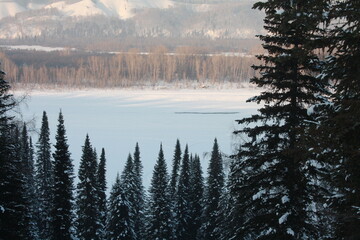 Beautiful winter landscape, Siberian forest