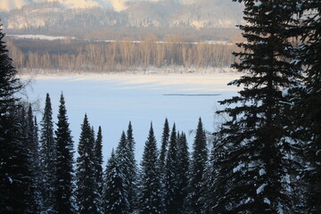 Beautiful winter landscape, Siberian forest