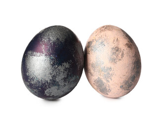 Two beautiful Easter eggs on white background