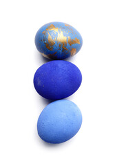 Three beautiful Easter eggs isolated on white background